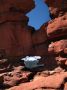 GardenOfTheGods - 55 * Pike's Peak seen through hole near base of Siamese Twins